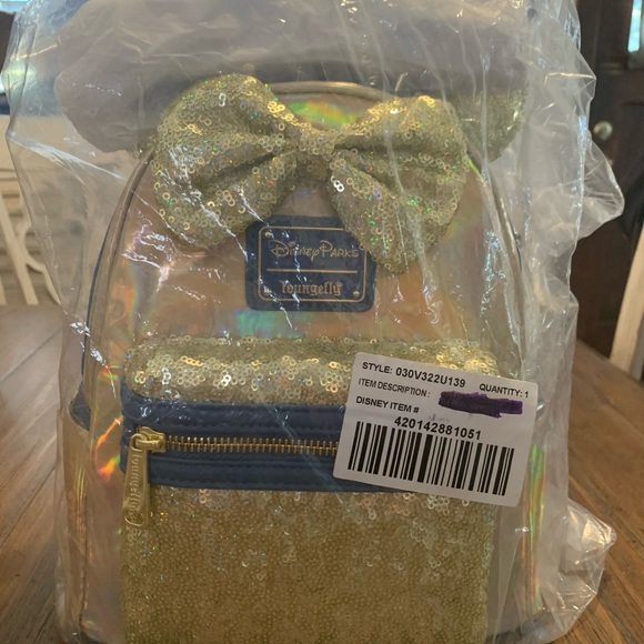 Disney Parks 50th Minnie Sequins Iridescent Loungefly Backpack and Minnie Ears - Picture 3 of 10